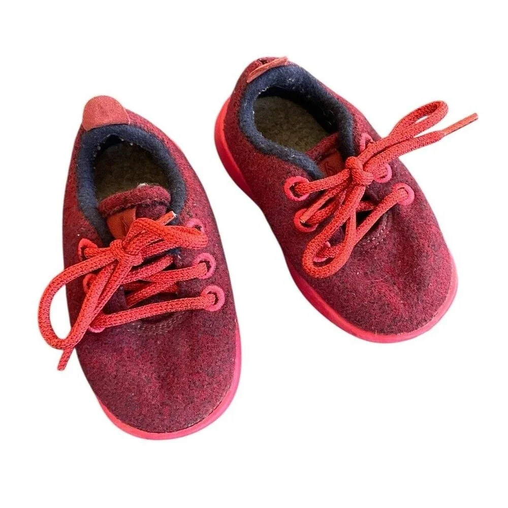 Allbirds Smallbirds Wool Runners Sneakers Natural Red Wine Color Toddler Size T5